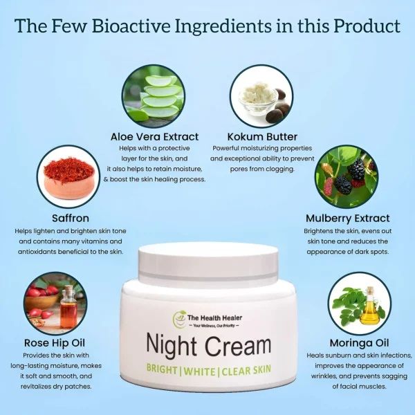 Night Cream For Bright, White And Clear Skin.