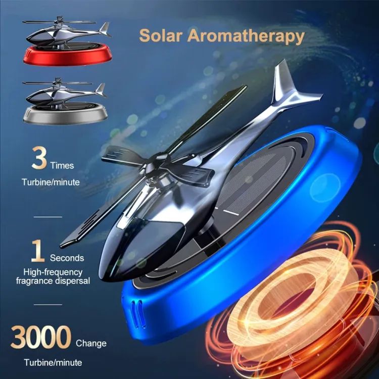 Solar Car Air Freshener Helicopter Auto Aromatherapy Sun Light Energy Rotation